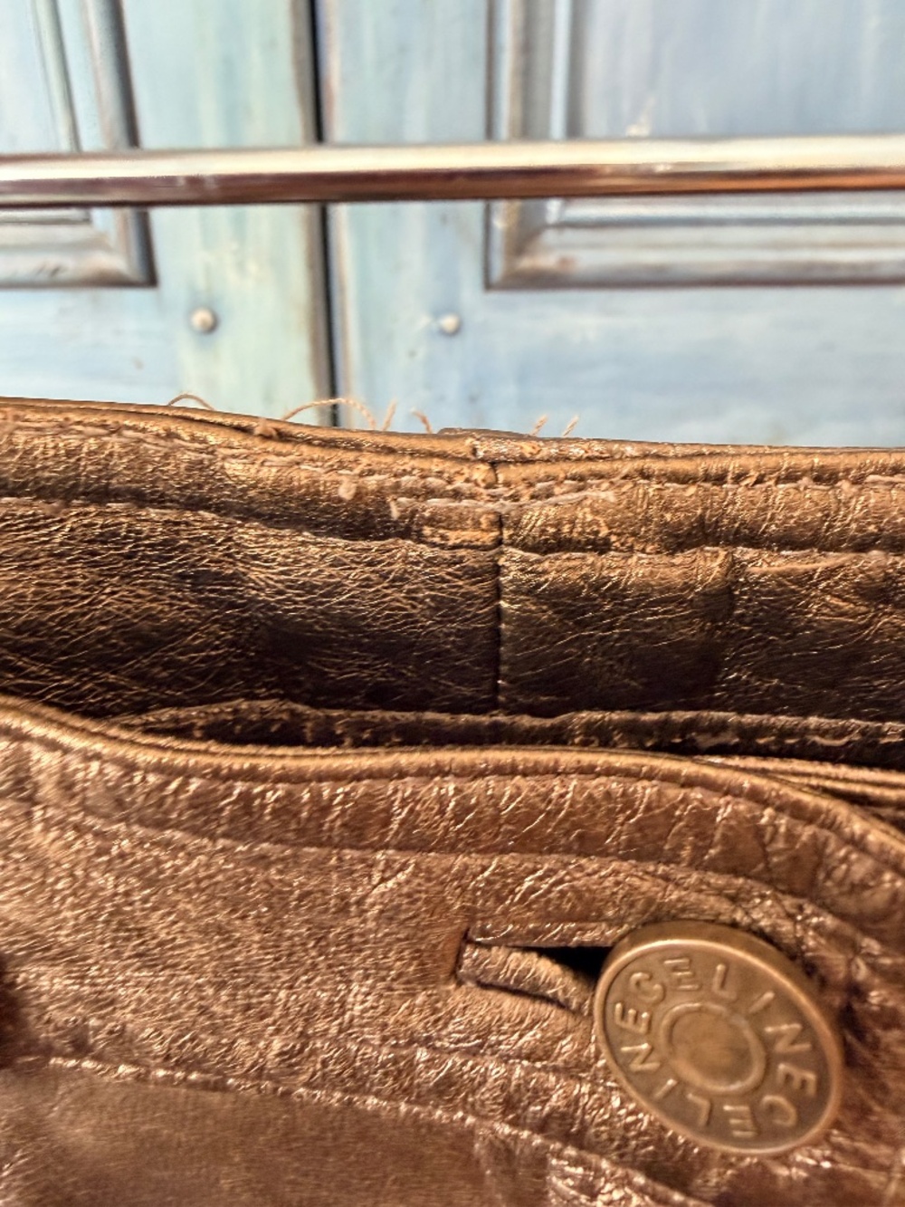 Celine Métallique Finish Lamb Skin Pants in Bronze Size 38 - Picture 5 of 9